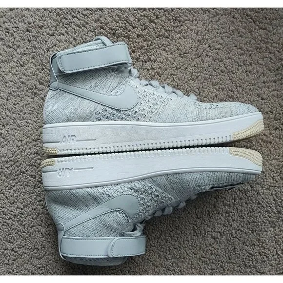 Nike Men's Air Force 1 Ultra Flyknit Mid Wolf Grey Custom Patch Size 9 - Picture 3 of 8